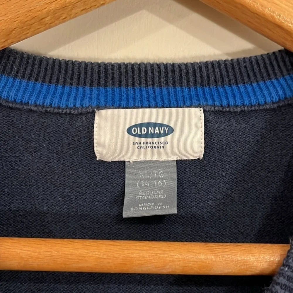 OLD NAVY Youth Boys XL V-Neck Navy Sweater Cotton Classic